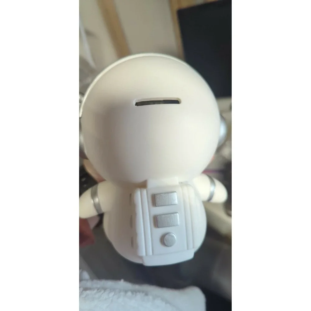 Astronaut Alarm Clock and Piggy Bank White Silver Space Man Desk Decor KIDS ROOM